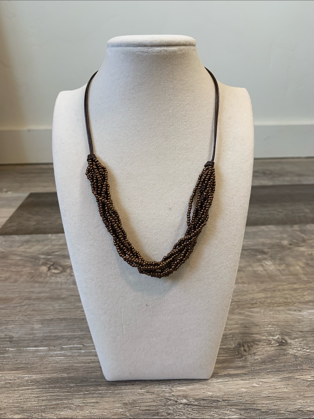 Braided Beaded Necklace in Brown